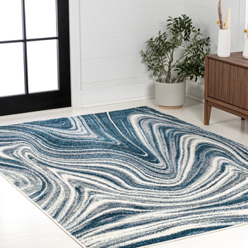 Eleni Contemporary Glam Abstract Marble Area Rug